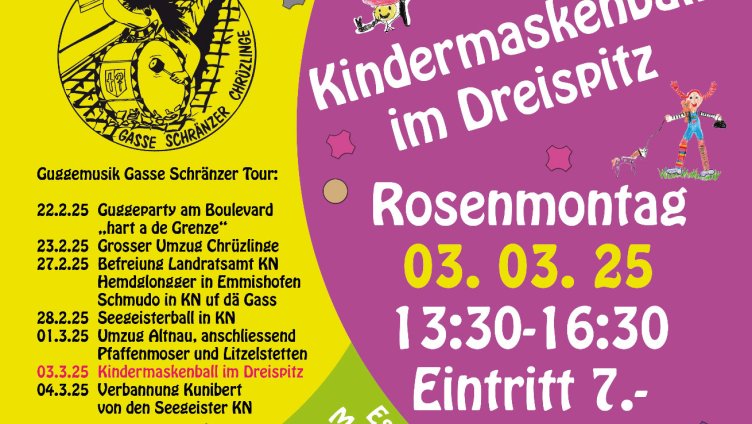 Kindermaskenball am Rosenmontag der Gasse Schränzer Chrüzlinge